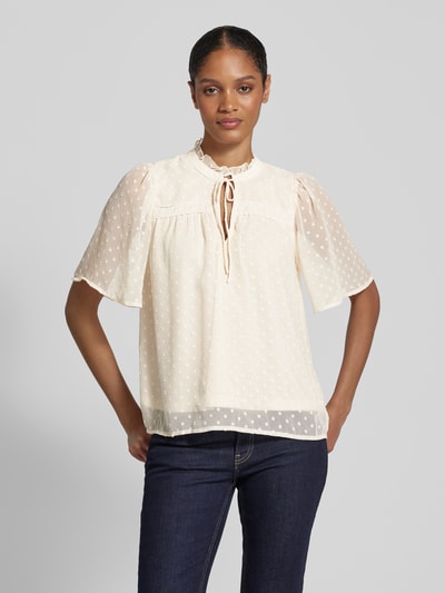 Vero Moda Regular Fit Bluse mit Spitzendetail Modell 'LEAH' Offwhite 4