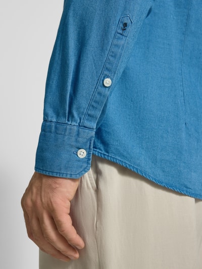 SEIDENSTICKER Slim fit zakelijk overhemd met kentkraag, model 'Spread' Blauw - 3