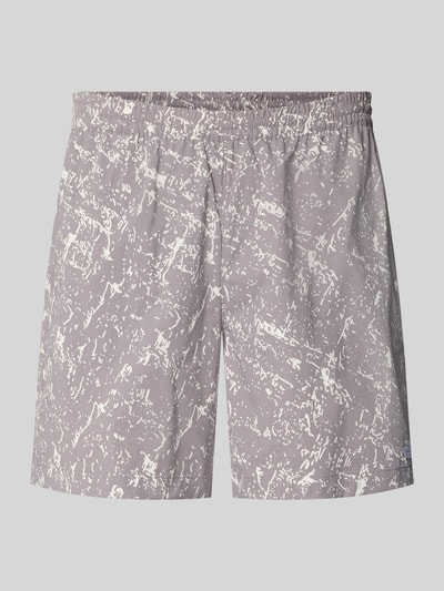 Produktfoto, Regular Fit Shorts mit Gesäßtasche Modell 'PATHFINDER' von The North Face, grauer Elastischer-Material-Mix mit weißem Muster, Herren Shorts, Elastischer Bund, Bundweite bei Größe M 42 cm, Innenbeinlänge 17 cm