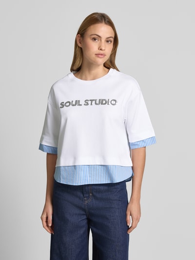 Smith and Soul t-shirt z cekinowym obszyciem i okrągłym dekoltem Biały 4