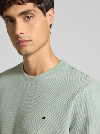 Christian Berg Men Pullover met labelpatch Rietgroen - 3