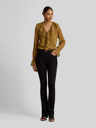 Lauren Ralph Lauren bluzka o kroju regular fit z kołnierzem z falbanami Camel 1