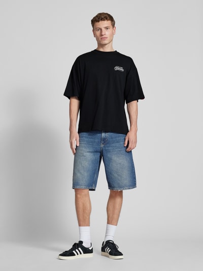 REVIEW Oversized T-Shirt mit Label-Print Black 1