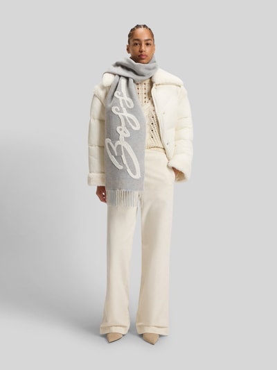 BOSS Orange Sjaal van wolmix met franjes, model 'CECY' Lichtgrijs - 1