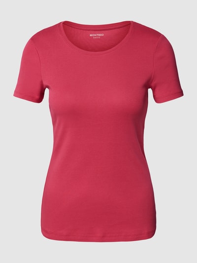 Montego T-shirt met ronde hals Neon roze - 2
