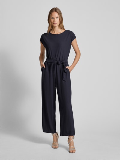 Jake*s Collection Jumpsuit mit Bindegürtel Dunkelblau 4