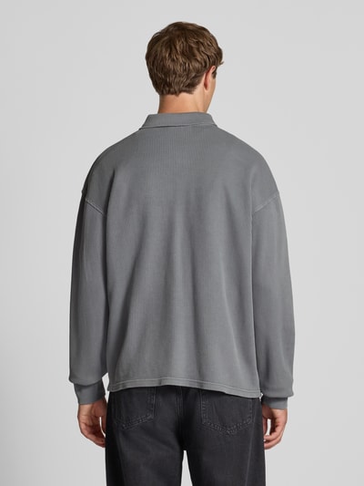 Pegador Shirt met lange mouwen, polokraag en logostitching Antraciet - 5