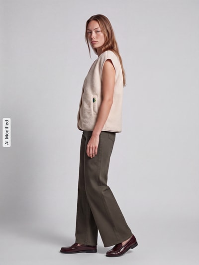 PIECES kamizelka o kroju regular fit z bocznymi wpuszczanymi kieszeniami model 'KATTY' Écru 1