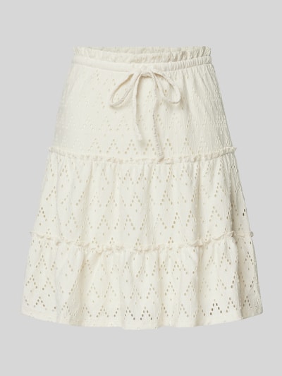 Vila Minirok met broderie anglaise, model 'AMALINA' Offwhite - 2