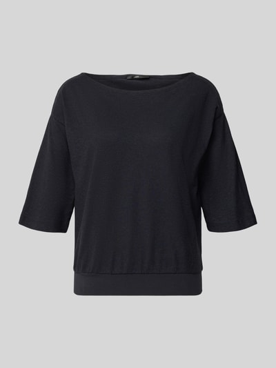 Produktfoto, Relaxed Fit T-Shirt aus Hanf-Mix van Lanius, zwart, rechte snit, elastische zoom, halflange mouw, dames T-shirt