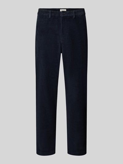 Produktfoto, Cordhose mit seitlichen Eingrifftaschen von Casual Friday, Slim Fit, dunkelblauer Baumwoll-Mix mit Stretch und feiner Struktur