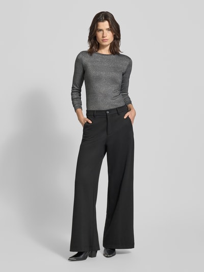 Vila Bluzka z długim rękawem o kroju slim fit z mieszanki wiskozy model ‘Eleinas’ Czarny 1