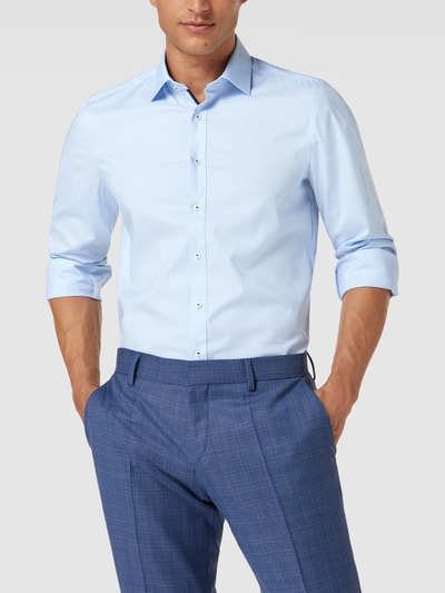 OLYMP Level Five Slim Fit Businesshemd aus Uni Struktur Bleu 4