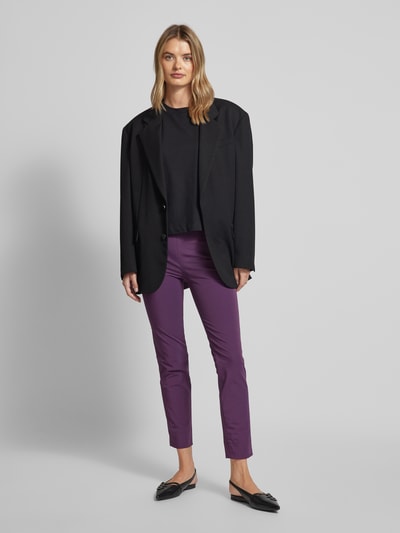 Raffaello Rossi Slim fit stoffen broek met siernaden, model 'PENNY' Aubergine - 1