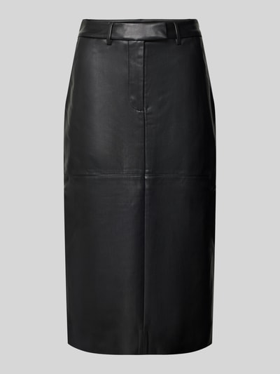 Produktfoto, Midirok in leerlook van Calvin Klein Womenswear, los model, steekzakken, onderrok, zwart, totale lengte 76 cm