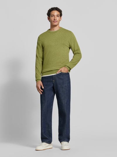 MCNEAL Strickpullover aus Baumwoll-Kaschmir-Mix mit Rundhalsausschnitt Oliv Melange 1