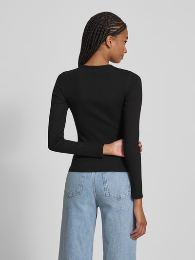 Tommy Jeans Slim Fit Langarmshirt aus Ripp Black 5