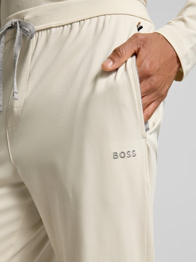 BOSS Relaxed Fit Sweatpants mit Label-Stitching Modell 'Mix&Match' Ecru 3