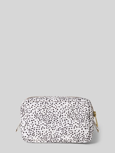 Produktfoto, Kosmetiktasche mit Label-Patch Modell 'Panna' von WOUF, weiß mit schwarzen Punkten, goldfarbener Reißverschluss, Hauptfach, Damen Kosmetiktasche von WOUF