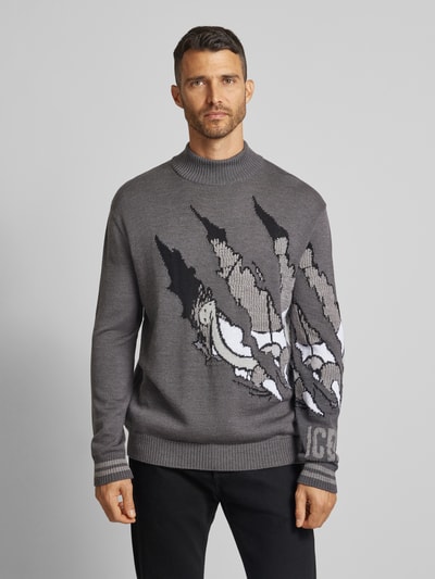 Iceberg Strickpullover aus Schurwolle mit Stehkragen Modell 'MAGLIA' Mittelgrau 4