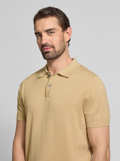 Christian Berg Men Regular fit poloshirt met korte knoopsluiting Zand - 3