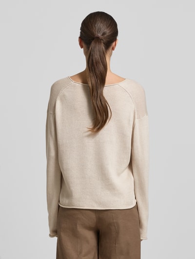 Marc O'Polo Regular Fit Strickpullover aus Baumwoll-Leinen-Mix Stein 5