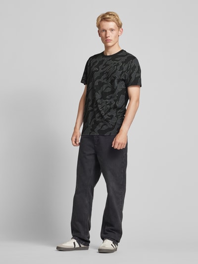 G-Star Raw T-shirt met geribde ronde hals Zwart - 1