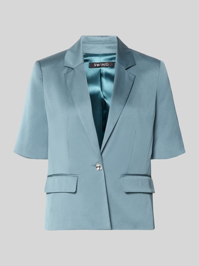 Produktfoto, Slim Fit Blazer mit 1/2-Arm von SWING in hellblau mit Reverskragen und Pattentaschen, glatte Textur, Damenmode