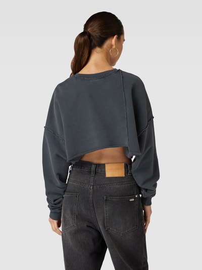 Review Kort sweatshirt met labelprint Antraciet - 5