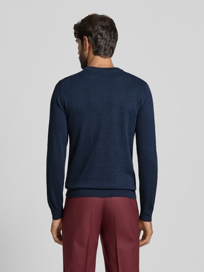 MCNEAL Gebreide pullover van een mix van katoen en kasjmier met ronde hals Marineblauw gemêleerd - 5