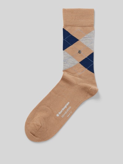 Burlington Socken mit Label-Detail Modell 'Edinburgh' Camel 1