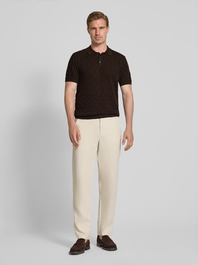 MCNEAL Regular Fit Strickpolo mit Knopfleiste Schoko 1