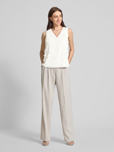s.Oliver BLACK LABEL Regular Fit Blusentop mit floralen Applikationen Offwhite 1