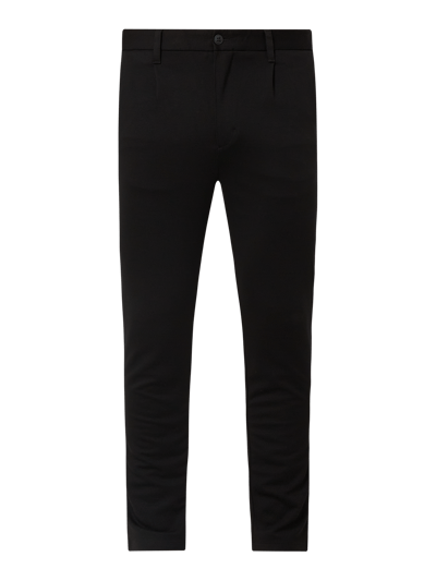 New in Town Slim fit bandplooibroek met logo-applicatie, model 'Dave' Zwart - 2