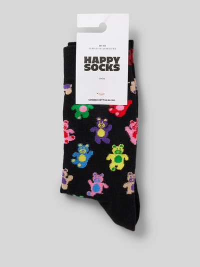 Happy Socks Sokken met motiefprint, model 'Teddy Bear' Zwart - 3