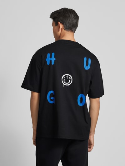 Hugo Blue Oversized T-Shirt mit Label-Print Modell 'Nimayliti' Black 5