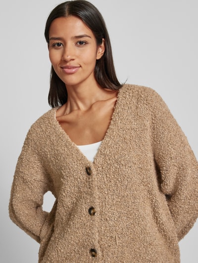 ZABAIONE Strickjacke mit gerippten Abschlüssen Taupe 3