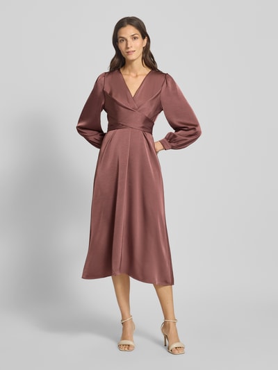 Neo Noir Sukienka midi z dekoltem w serek model ‘RIMINI’ Brudnoróżowy 4