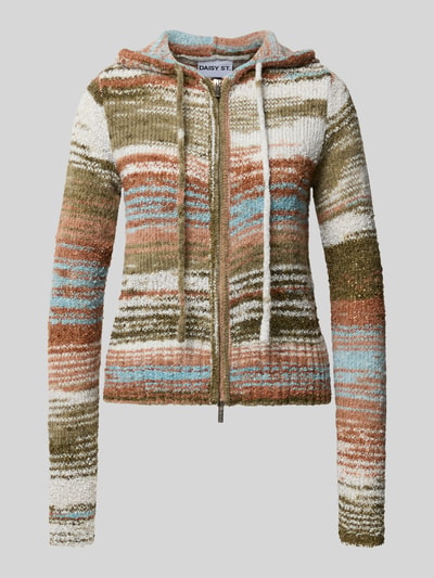 Produktfoto, Strickjacke mit Kapuze Modell 'CINNAMON' von DAISY STREET, bunt gestreift mit Zweiwege-Reißverschluss, Damen Regular Fit
