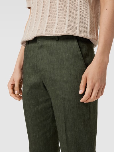 Pierre Cardin Stoffen broek met persplooien, model 'Simon' Donkergroen - 3