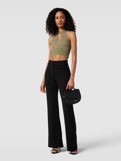 Guess Crop Top mit Spitzenbesatz Modell 'LILA' Oliv 1