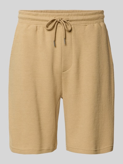 Produktfoto, Shorts aus Baumwoll-Mix mit Strukturmuster Modell 'KNOX' von Redefined Rebel, beige, elastischer Bund mit Tunnelzug, Relaxed-Fit, strukturierte Oberfläche, Bundweite 40 cm, Innenbeinlänge 23 cm, Herren Shorts