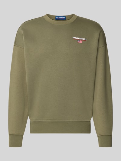 Produktfoto, Relaxed Fit Sweatshirt aus Baumwoll-Mix von Polo Ralph Lauren in Olivgrün mit weißem Logo und feiner Struktur
