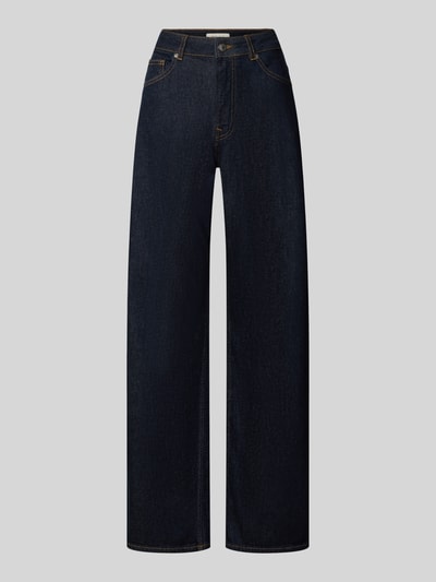 Produktfoto, dunkelblaue Wide Leg Jeans aus Baumwoll-Mix Modell 'BEA-KORI' von Selected, strukturierte Oberfläche, Damen Wide & Loose Fit Jeans