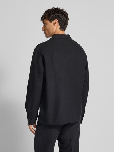 SELECTED HOMME Regular fit linnen overhemdjack met kentkraag, model 'LEROY SUN' Zwart - 5