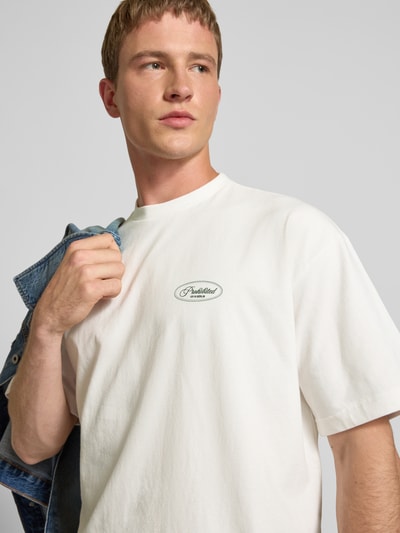 PROHIBITED T-Shirt mit Label-Stitching und Rundhalsausschnitt Offwhite 3