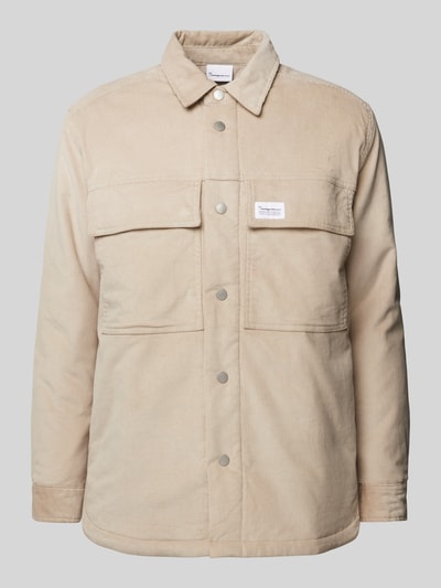 Knowledge Cotton Apparel Overhemdjack met borstzakken, model 'corduroy' Lichtgrijs - 2