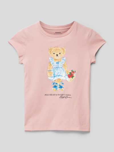 Polo Ralph Lauren Kids T-shirt met ronde hals, model 'BEAR' Apricot - 1