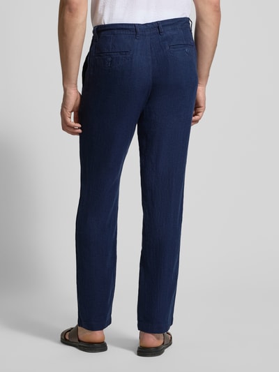 MCNEAL regular fit linnenbroek van puur linnen Marineblauw - 5