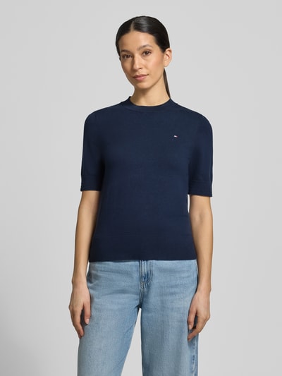 Tommy Hilfiger Sweter z dzianiny o kroju regular fit z mieszanki bawełny Granatowy 4